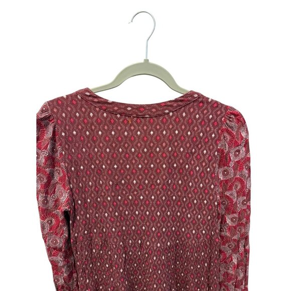 Maeve By Anthropologie Red/White Patterned Long Sleeve Dress Size S 100% Cotton - Picture 5 of 7